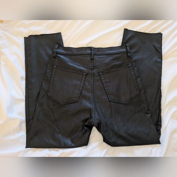 Abercrombie & Fitch Black Coated Ankle Straight Ultra High Rise Jeans Size 30 - Picture 4 of 10